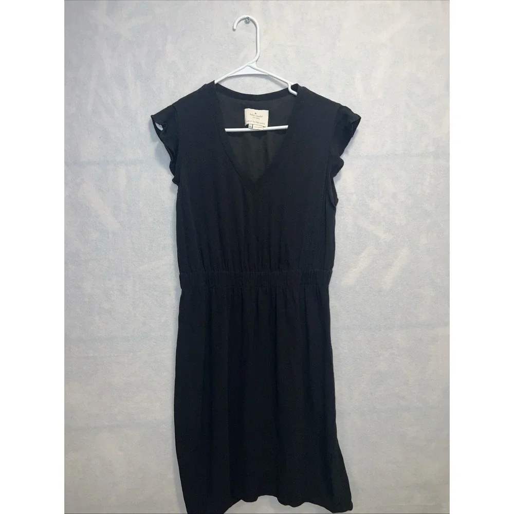Kate Spade‎ Black Flutter Sleeve Crepe Dress, Size 8